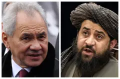 د طالبانو حکومت دفاع وزیر ملا یعقوب مجاهد او د روسیې دفاع وزیر سرګیې شویګو 