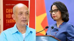 Ông Nguyễn Thành Nam (trái) và Người phát ngôn Bộ Ngoại giao Phạm Thu Hằng 