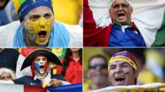 Fanáticos de distintos equipos alentando en estadios