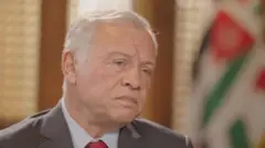 صورة للعاهل الأردني، الملك عبد الله الثاني، خلال مقابلة مع بي بي سي.