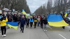 Melitopol'den bir protesto gösterisi