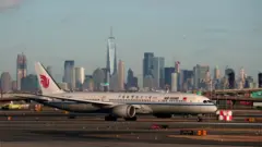 Air China plane in New Jersey