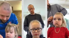 বাবার হাতে মেয়ের খোঁপা