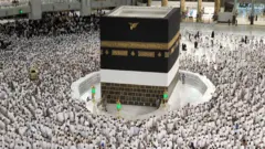 Muslims, who came to the holy lands from all over the world, perform night prayer as they continue their worship to fulfill the Hajj pilgrimage in Mecca, Saudi Arabia on July 01, 2022.