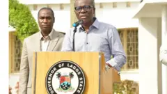 Govnor Babajide Sanwo-Olu and im Deputy Obafemi Hamzat on Sunday 22/03/20 for State House Marina