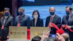 蔡英文在1月22日出席由「蔣經國基金會」舉辦的蔣經國圖書館落成典禮致詞。