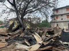 দীঘিনালায় পুড়ে যাওয়া একটি দোকান