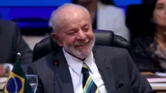 Lula durante a reunião da Força-Tarefa do G20 para estabelecer uma Aliança Global contra a Fome e a Pobreza