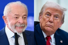 Montagem com fotos de Lula e Donald Trump