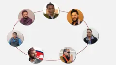 रवि लामिछाने, कुलमान घिसिङ, हर्क साम्पाङ, बालेन, सुमना श्रेष्ठ, सागर ढकाल र खगेन्द्र सुनारको कोलाज