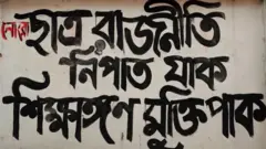 ছাত্র রাজনীতির বিরোধিতা করে ঢাকা বিশ্ববিদ্যালয়ে দেয়াল লিখন