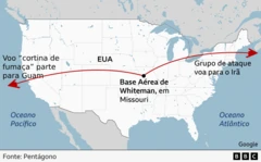Mapa mostra voos que partiram de base no Missouri