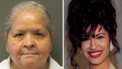La foto policial de Yolanda Saldívar (izq.) y una imagen de la cantante Selena.