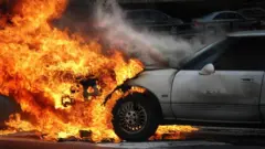 Burning vehicle