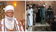 Oloogbe Sheikh Muhammad Bashir Solih (Imaamu agba Ilorin nigba aye rẹ ati aworan sààréè rẹ ti wọn gbe sinu yara igbalejo rẹ. Awọn to n ṣeto naa wa nibẹ pẹlu.