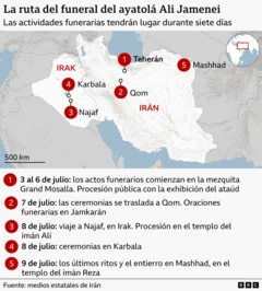 Mapa de las ceremonias funerarias en Irán