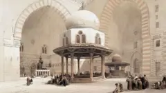 لوحة لمنظر داخلي من مسجد السلطان حسن للرسام البريطاني ديفيد روبرتس القرن الـ 19