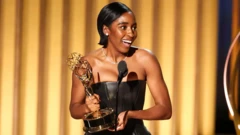 Ayo Edebiri with her Emmys Awards