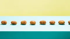 Sırayla dizilmiş patatesler