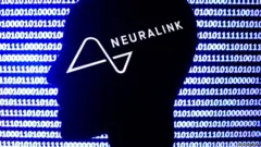 Silhouette of a head wit neuralink logo on am