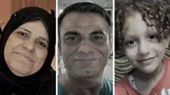 Composite image showing family album photos of Palestinians killed in the bombings in Gaza