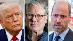 A composite image of US president Donald Trump, British Prime Minister Keir Starmer and Prince William