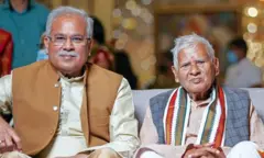 नंद कुमार बघेल और भूपेश बघेल की फ़ाइल फ़ोटो