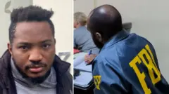 Photos of James Junior Aliyu and FBI agent