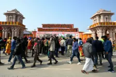রাম মন্দিরের মূল ফটক সেজে উঠেছে