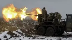 Artilleurs ukrainiens à Bakhmut.