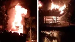 Foto bangunan STJ terbakar pada Rabu (01/04).