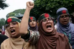 지난 2일 수도 다카에서 열린 시위 참여한 여성들의 모습