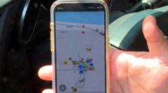 Навигационное приложение в смартфоне в Израиле определяет геолокацию как Бейрут