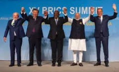 ChefesEstado do Brasil, China, África do Sul e Índia e o chanceler russoencontro do Brics2023