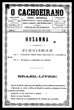 Capa de 14 de maio de 1888 do jornal O Cachoeirano