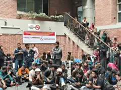 Protest at University of Asia Pacific (UAP) yesterday