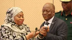 Rais Samia na Rais Magufuli