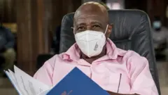 Paul Rusesabagina photographed in court in February 2021