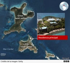 A drawing showing a map of the US Virgin Islands where Epstein had a mansion.