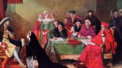 Zanen hoton zaman shari'ar Sarauniya Catherine ta Aragon, inda take kare kanta game da aurenta da Sarki Henry VIII, kamar yadda ya zo a littafin tarihin BIrtaniya (The Story of the British Nation) na Walter Hutchinson