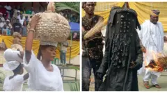 Awọn obinrin meji ru igba, wọn wọ aṣọ funfun.Igba obinrin to dagba ju ni wọn to aje mọ lara, nigba ti wọn fi aṣọ funfun we ti ọmọdebinrin keji. Eegun to wọsọ dudu lo wa lapa ọtun, awọn atọkun rẹ wa lẹyin rẹ.