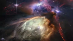 ภาพแหล่งกำเนิดดวงดาวในกลุ่มเมฆ Rho Ophiuchi บันทึกโดยกล้องโทรทรรศน์อวกาศเจมส์เว็บบ์