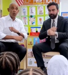 குழந்தைகளுடன் சேர்ந்து பாடல் பாடிய ஒபாமா - மம்தானி