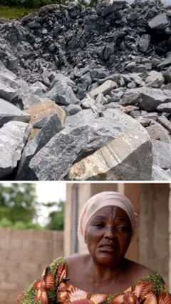 A collage of rocks and a woman