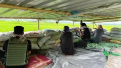 A civilian bunker set up in a paddy field in a Meitei dominated area