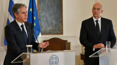 ABD Dışişleri Bakanı Antony Blinken ve Yunanistan Dışişleri Bakanı Nikos Dendias