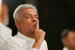 Former president of Sri Lanka, Ranil Wickremesinghe, attends the annual Nawam Buddhist procession in Colombo, Sri Lanka, on February 12, 2025.