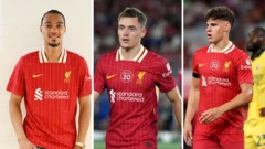 Sababbin 'yanwasan Liverpool Hugo Ekitike, da Florian Wirtz, da Milos Kerkez 