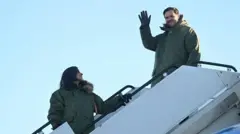 لحظه ورود جی‌دی ونس و همسرش به پایگاه نظامی آمریکا در گرینلند