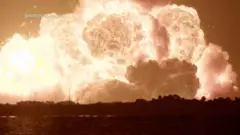 Fireball after rocket explosion in Florida. 